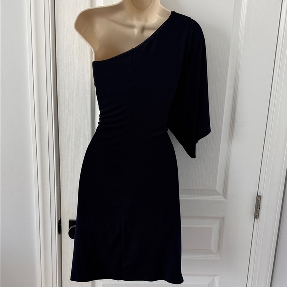 Beautiful One-Shoulder Navy Ruched Women’s Dress - Picture 4 of 6